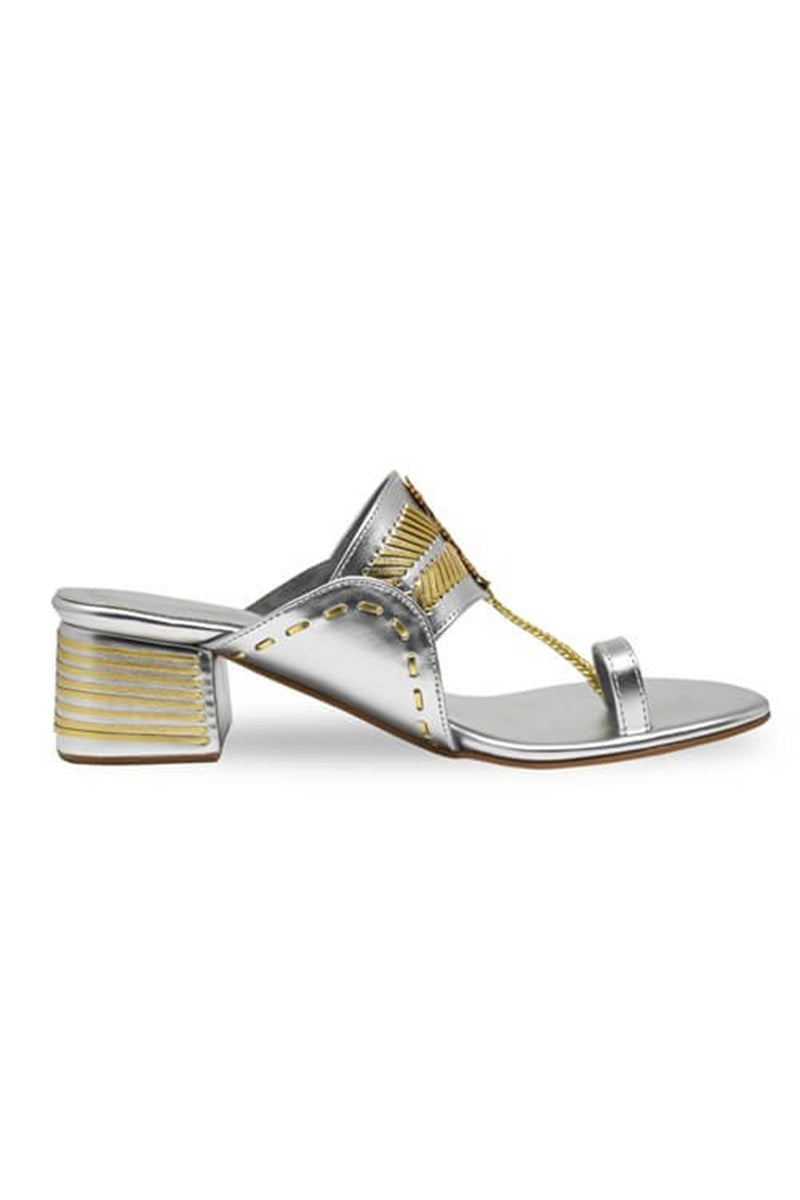 Gold and Silver Block Heels