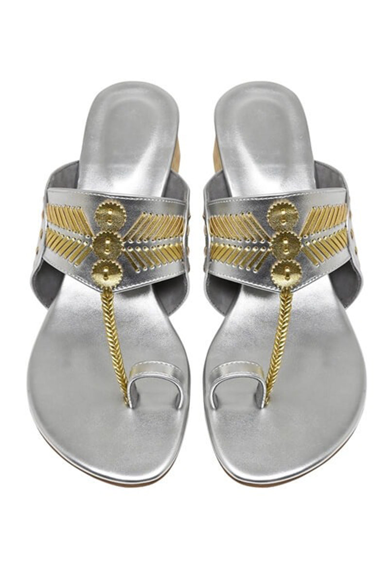 Gold and Silver Block Heels