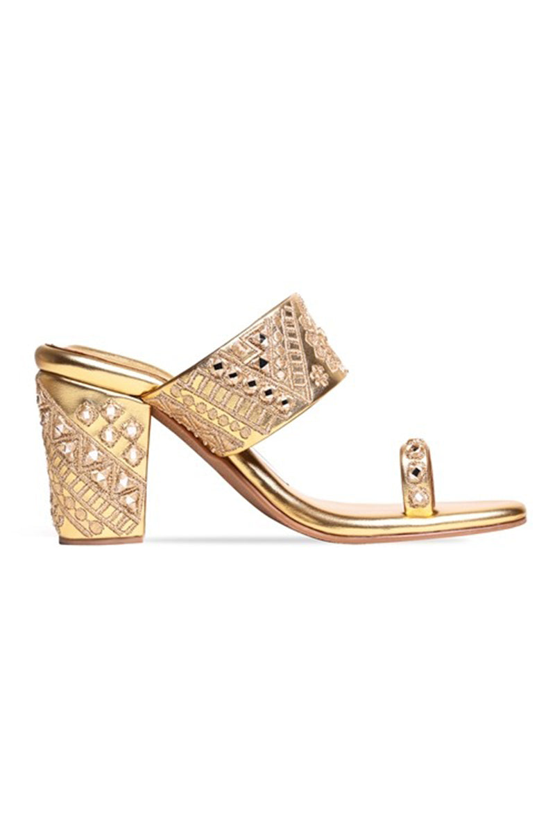 Gold Block Heels