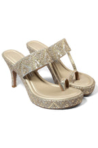 Champagne and Silver  Pencil Heels