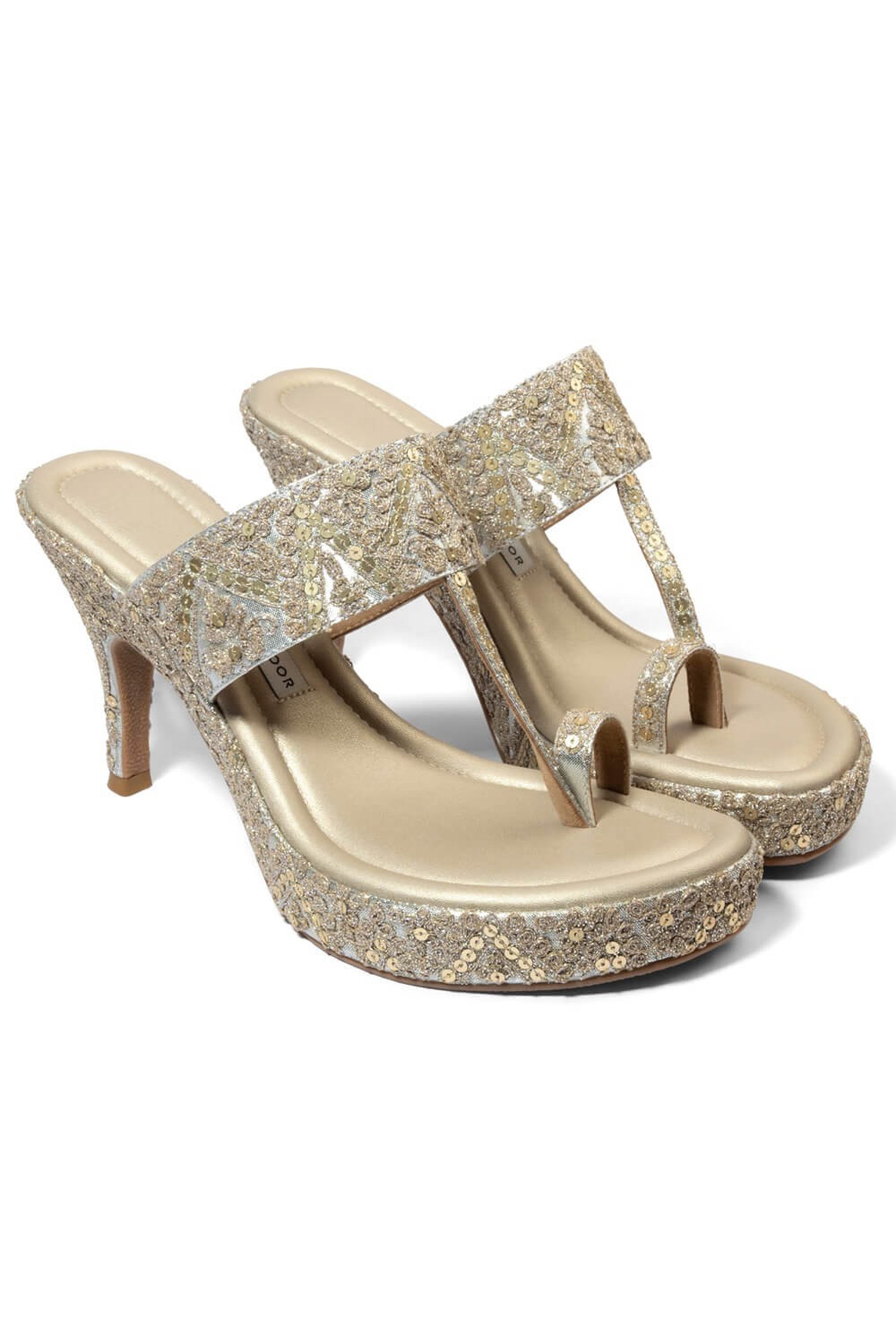 Champagne and Silver  Pencil Heels