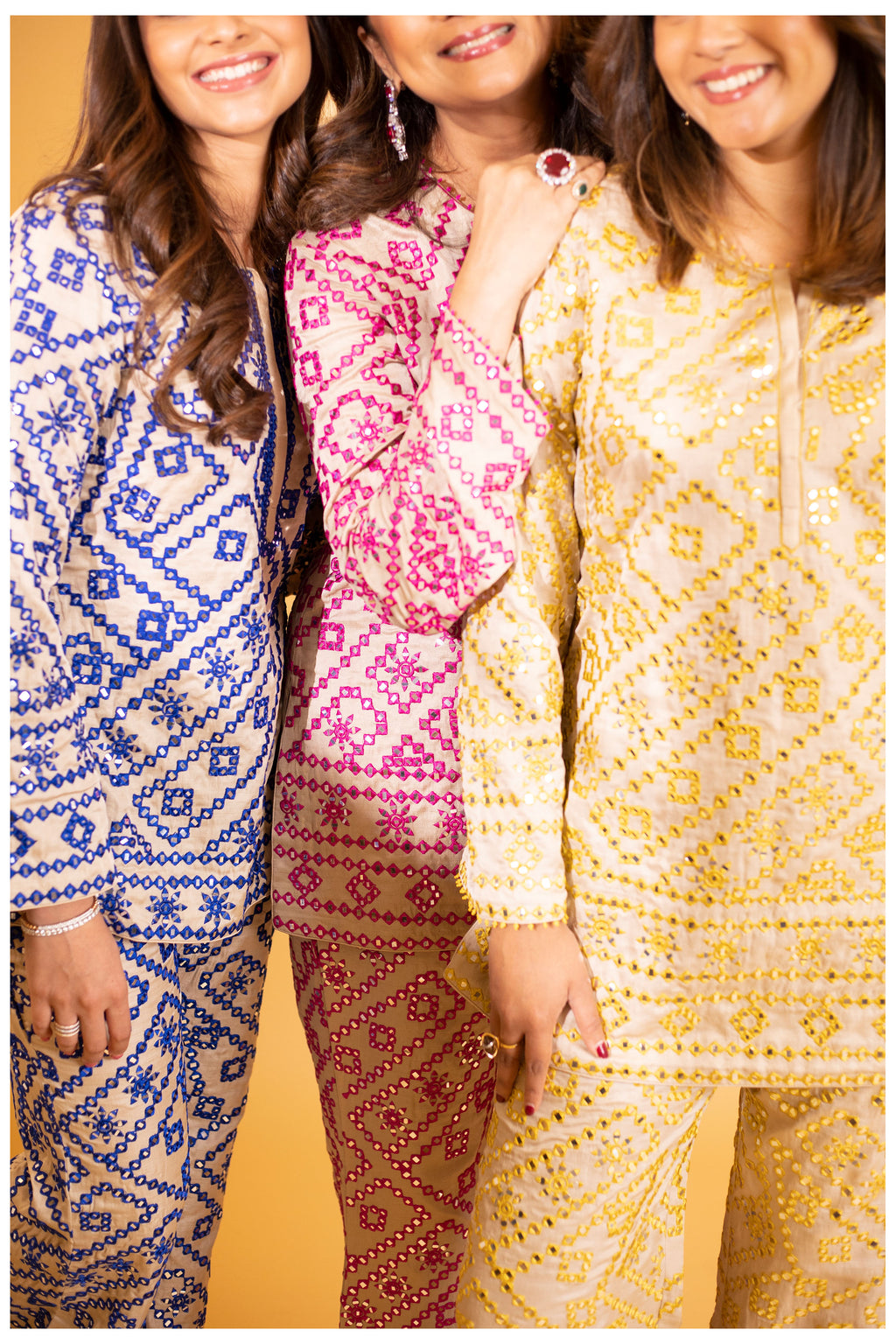 KURTA PANT PALAZZO BEIGE BLUE BEIGE YELLOW