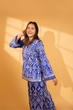 KURTA PALLAZO BLUE YELLOW