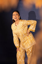 KURTA PALLAZO BLUE YELLOW