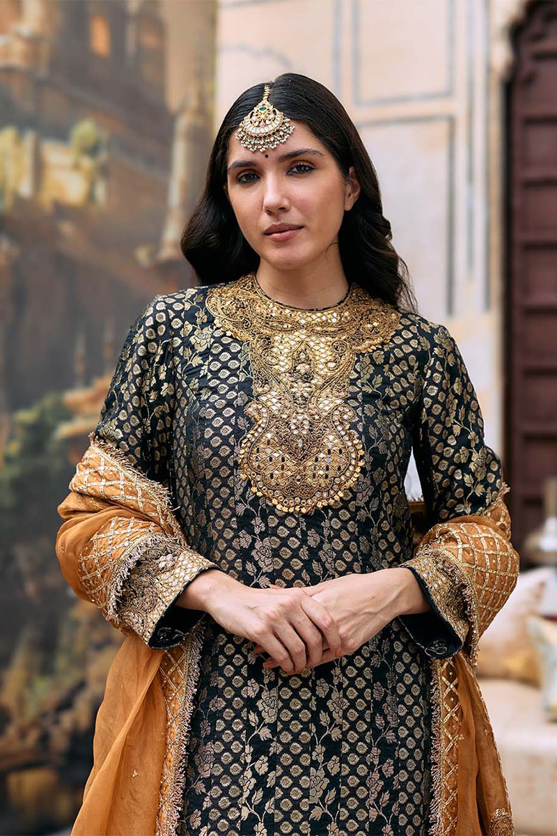 Kurta Set Black Orange