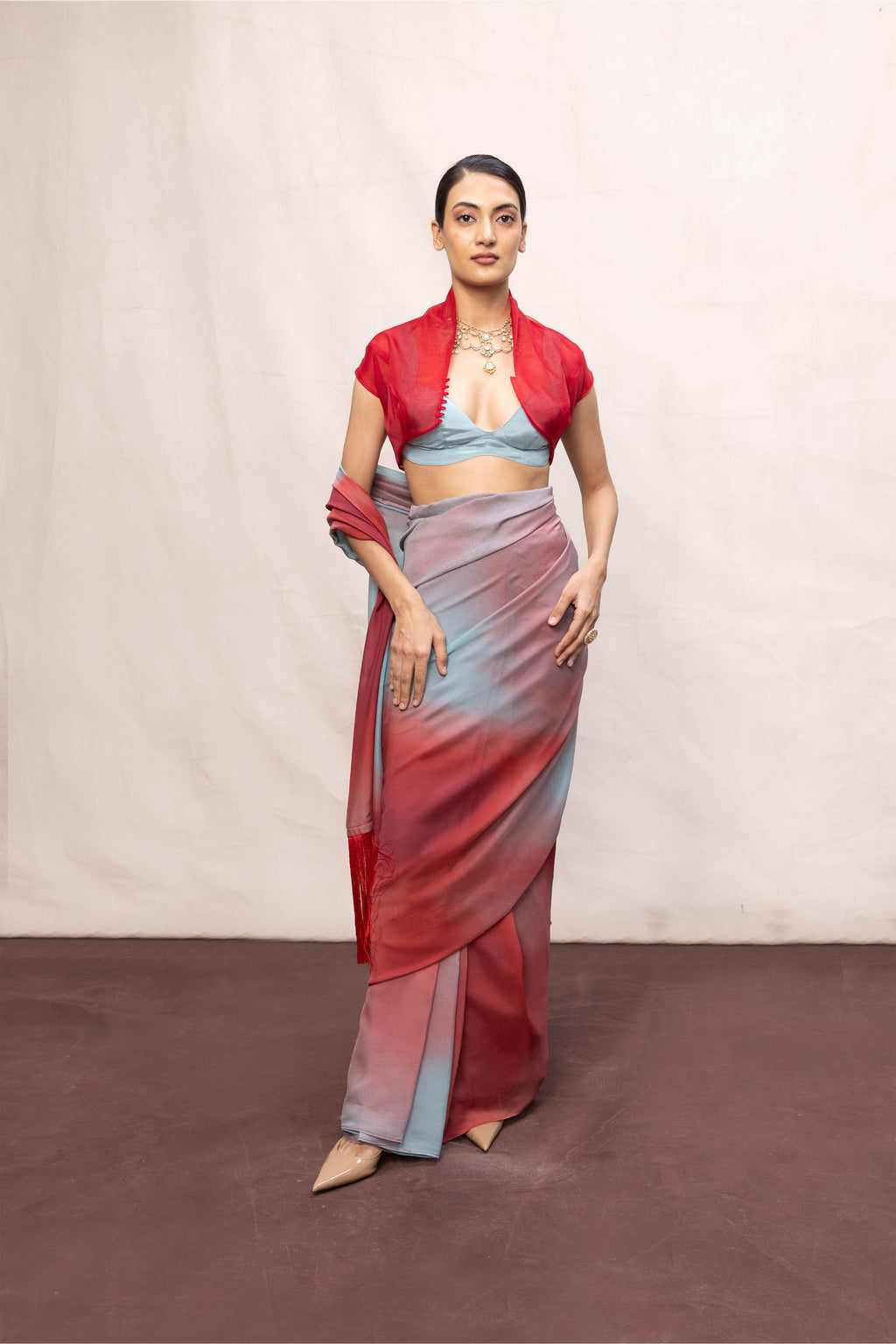 Saree Blouse Fabric Purple-Pink Red-Blue