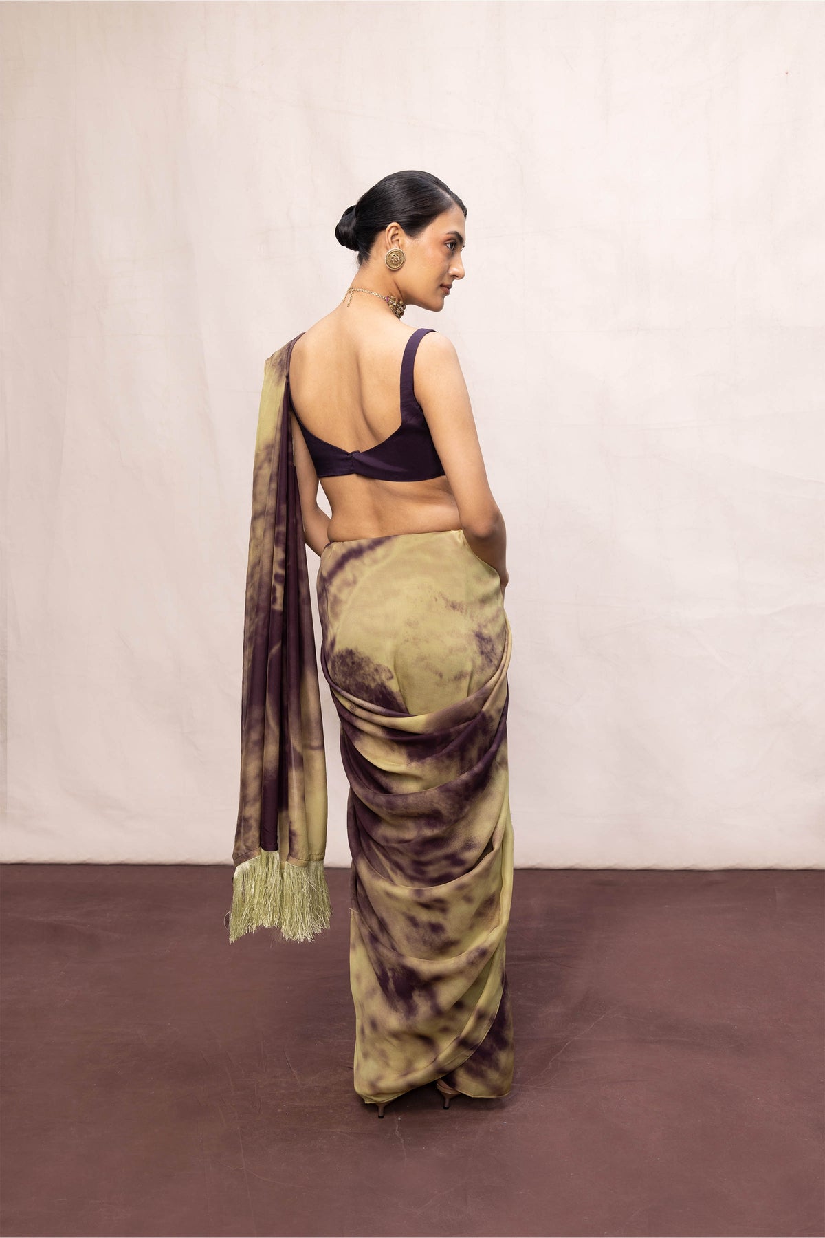 Saree Blouse Fabric Green-Purple Dark Purple-pista