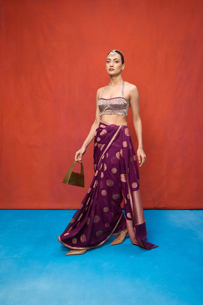 Saree Blouse Fabric Pista Garnet