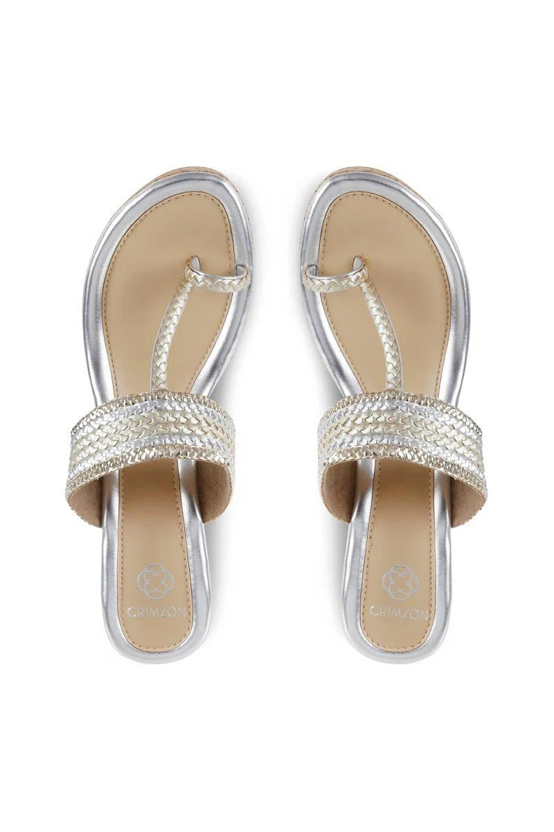 Silver Gold Kolhapuris Faux