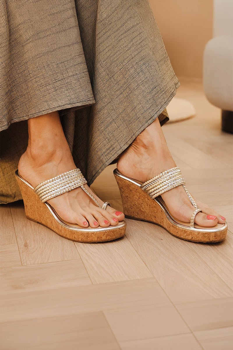 Silver Gold Kolhapuris Faux