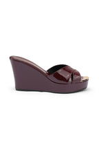 CROSS STRAP WEDGES BURGUNDY