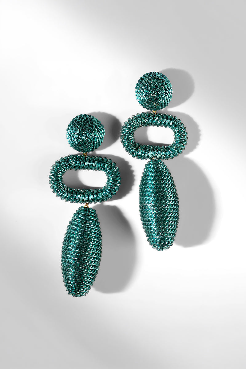 Earring Gold Green Pink Turquoise