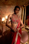 DRAPED SAREE BLOUSE RED