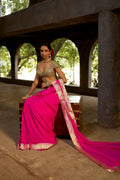 DRAPED SAREE BLOUSE FUCHSIA
