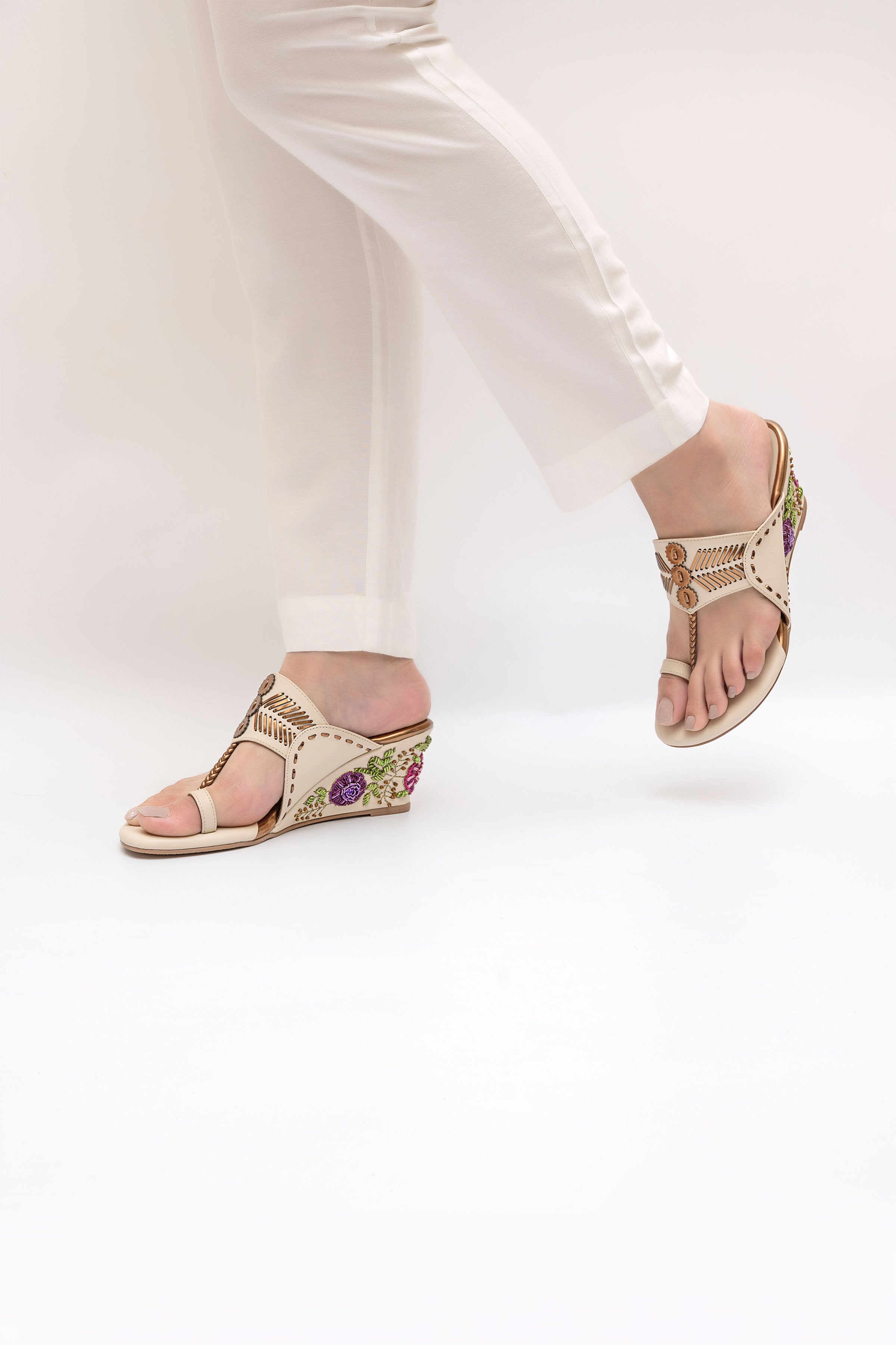 Beige Wedge Heels