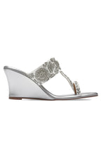 Silver and White Wedge Heels