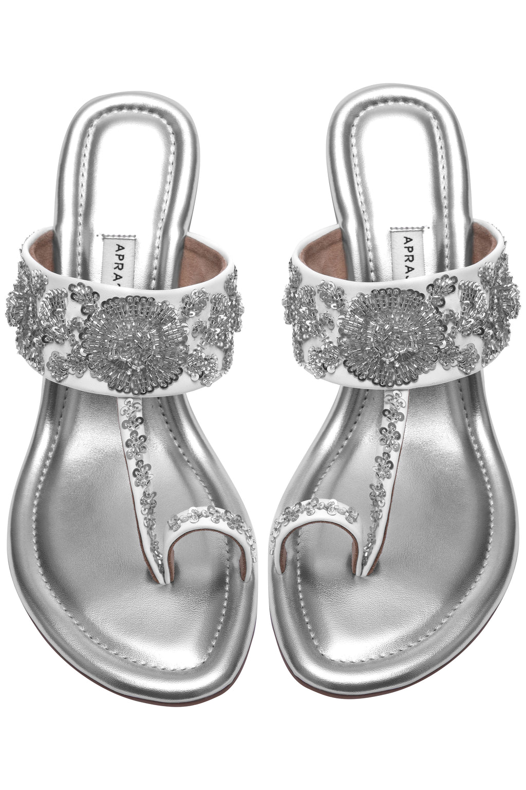 Silver and White Wedge Heels