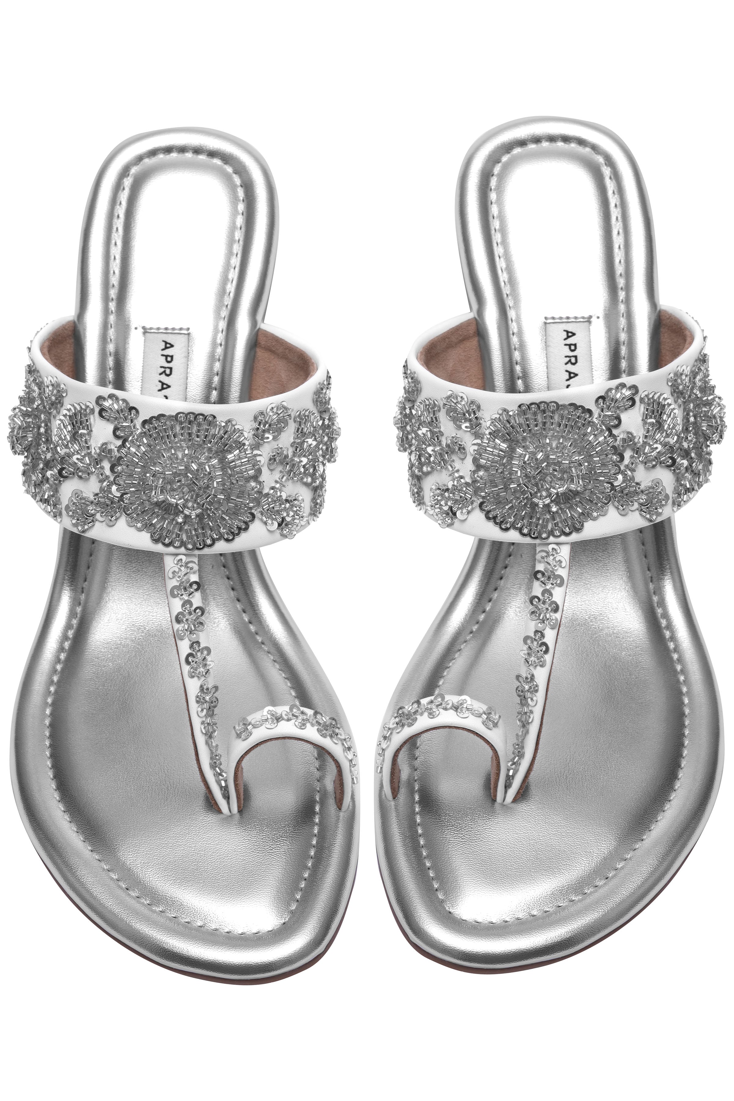 Silver and White Wedge Heels