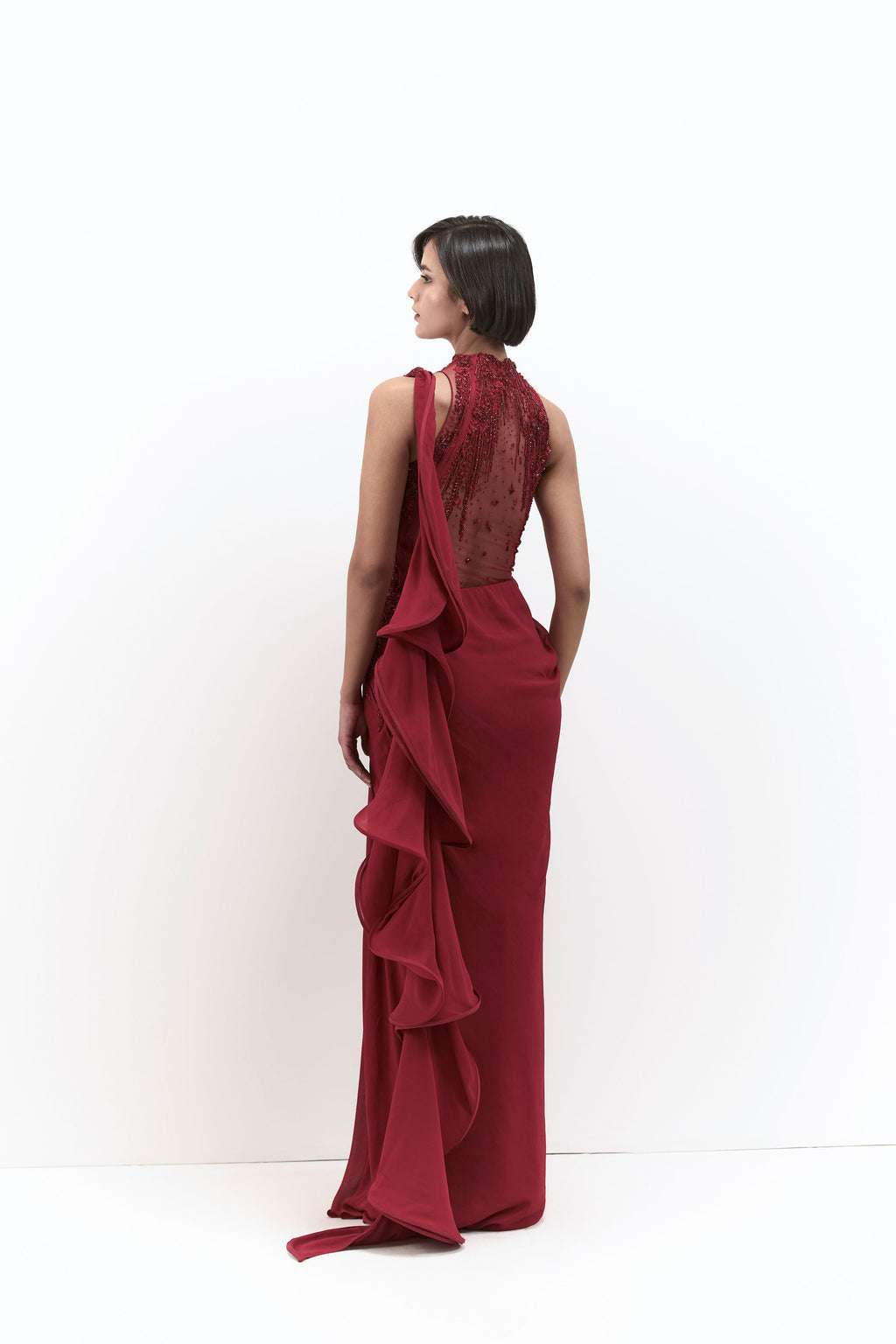 SAREE GOWN LAVA RED
