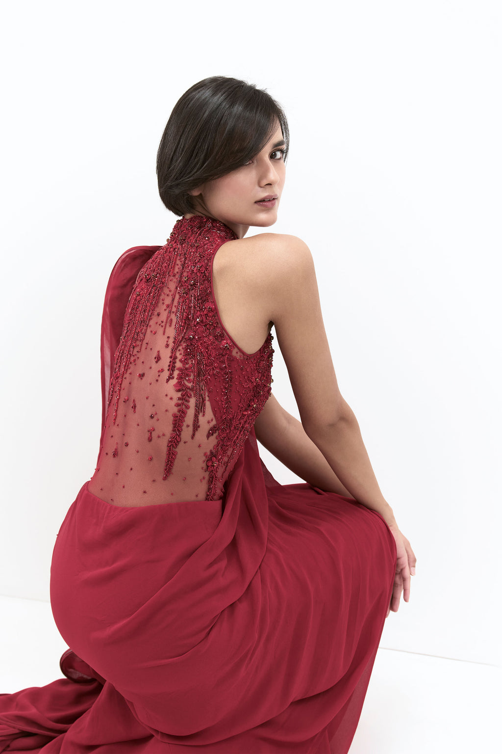 SAREE GOWN LAVA RED