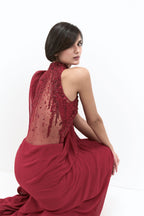 SAREE GOWN LAVA RED