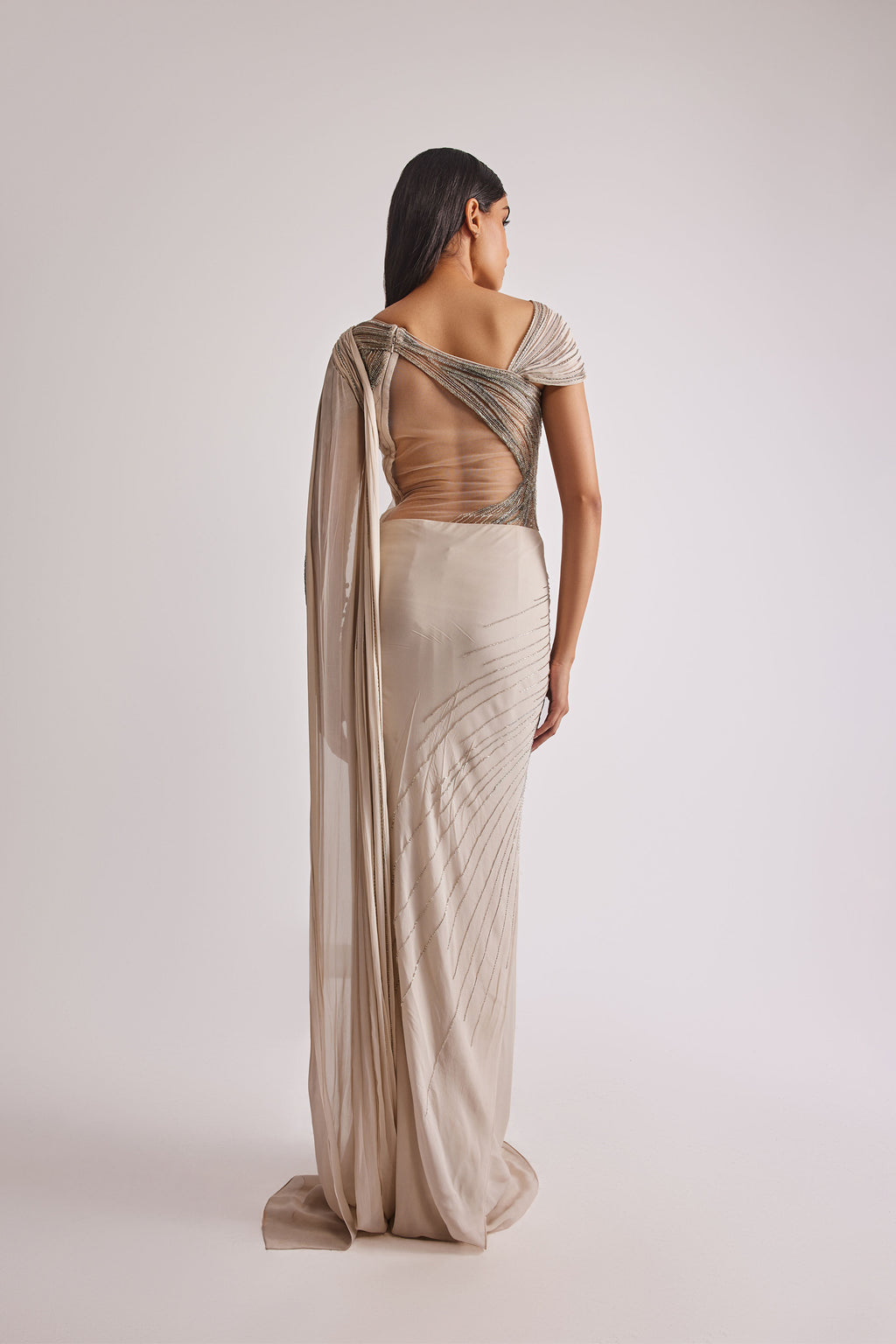 SAREE GOWN SAGE GOLD