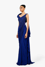 SAREE GOWN ELECTRIC BLUE