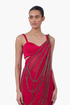 Draped Saree Blouse Fuschia