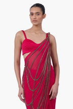 Draped Saree Blouse Fuschia