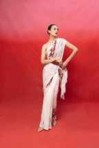 Saree Blouse Fabric Cream Ice-Blue