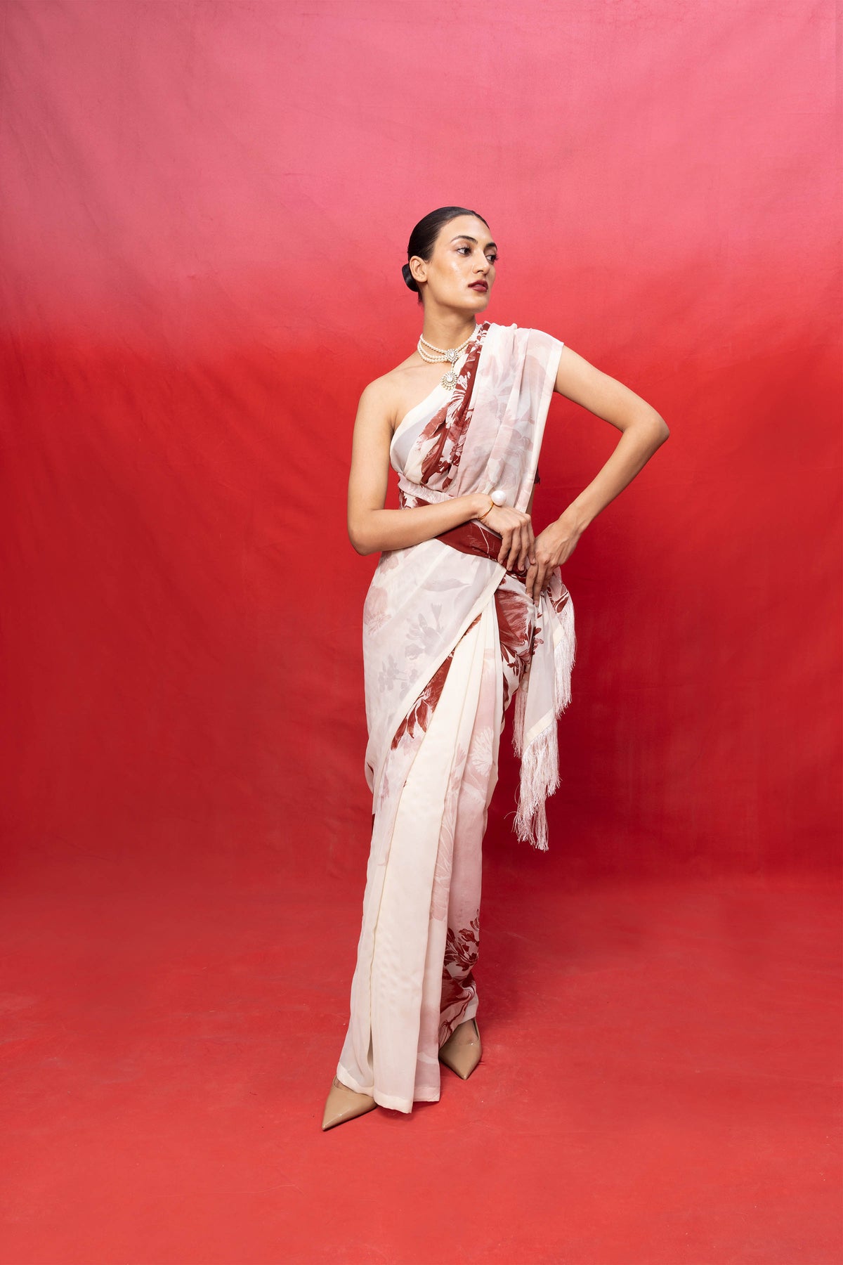 Saree Blouse Fabric Cream Ice-Blue