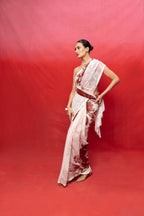 Saree Blouse Fabric Cream Ice-Blue