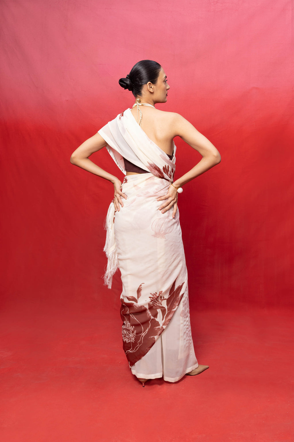 Saree Blouse Fabric Cream Ice-Blue