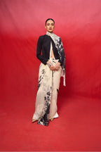 Saree Blouse Fabric Pista Black-White