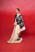 Saree Blouse Fabric Pista Black-White
