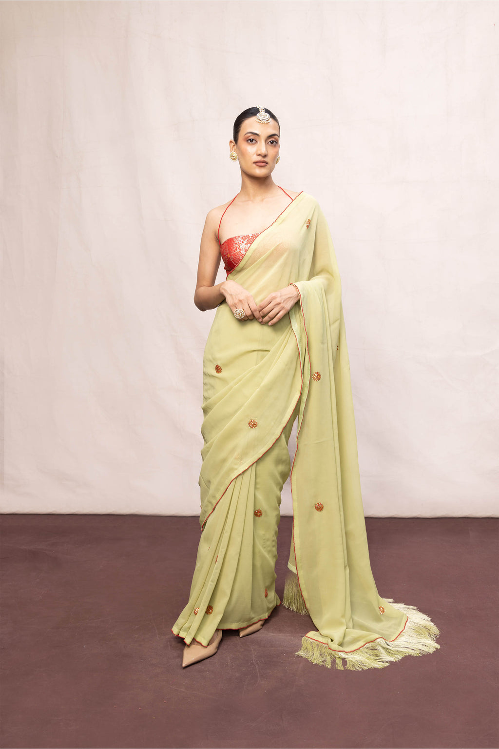 Saree Blouse Fabric Pista Garnet