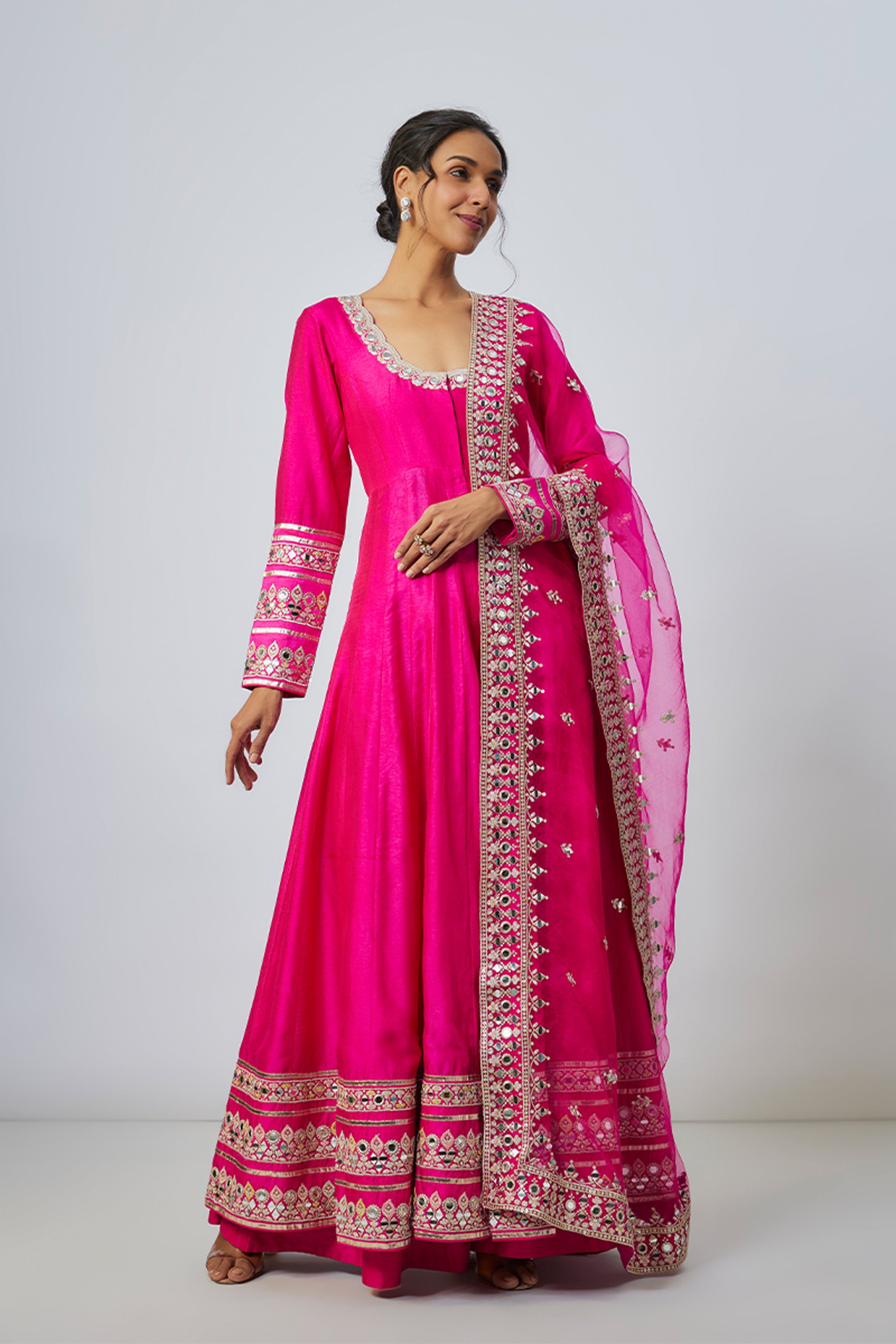 GOPI VAID ANARKALI PANT DUPATTA RANI PINK