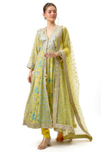 Anarkali Churidar Dupatta Blue Yellow