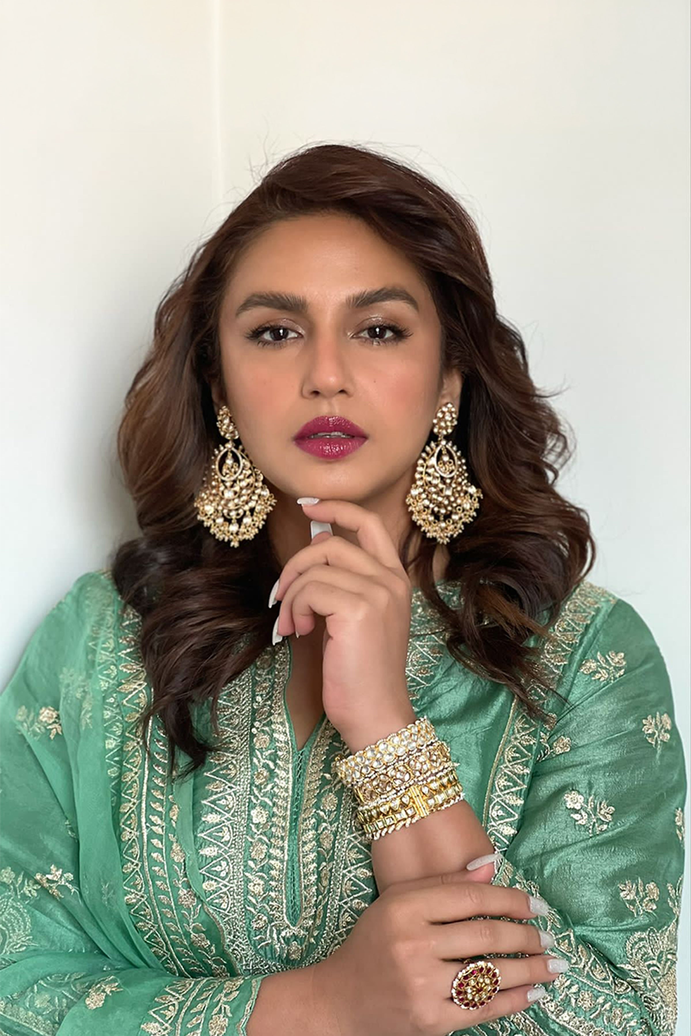 GOPI VAID PLAZO KURTA DUPATTA GREEN