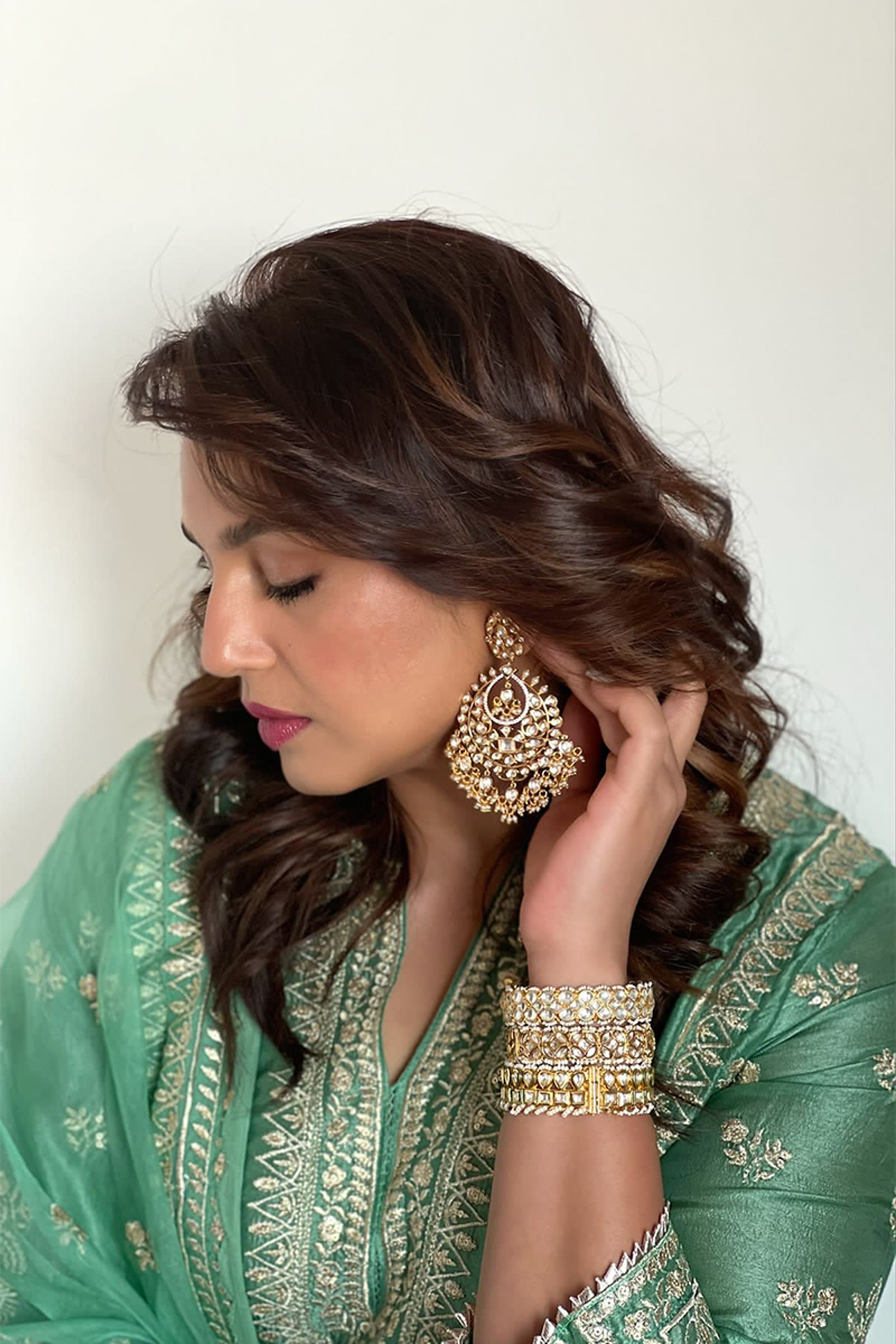 GOPI VAID PLAZO KURTA DUPATTA GREEN