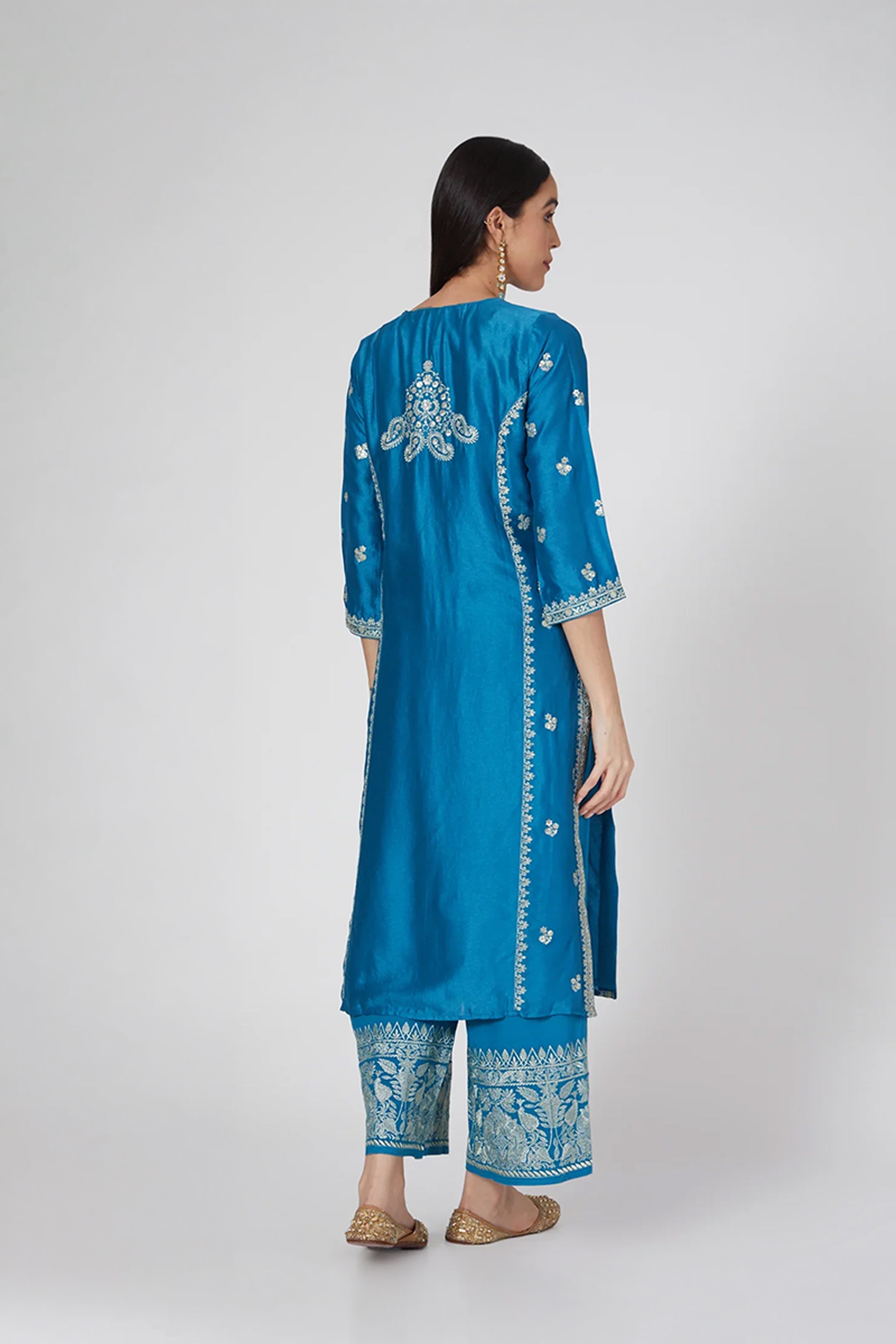 GOPI VAID PLAZO KURTA DUPATTA BLUE