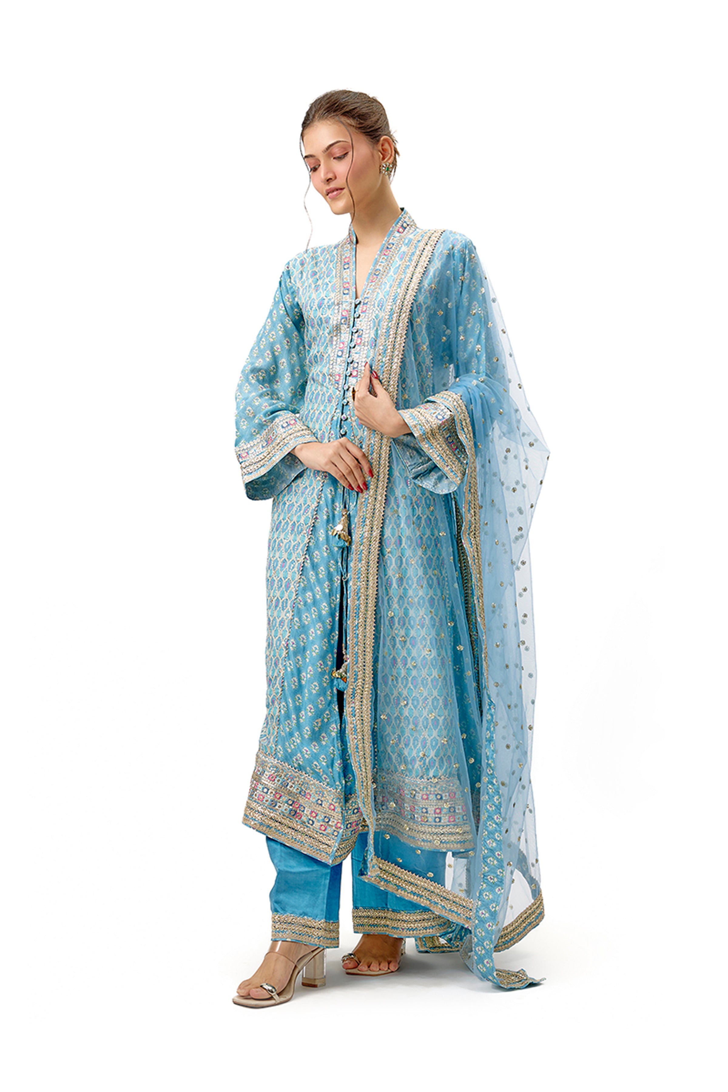 GOPI VAID KURTA PANT DUPATTA BLUE