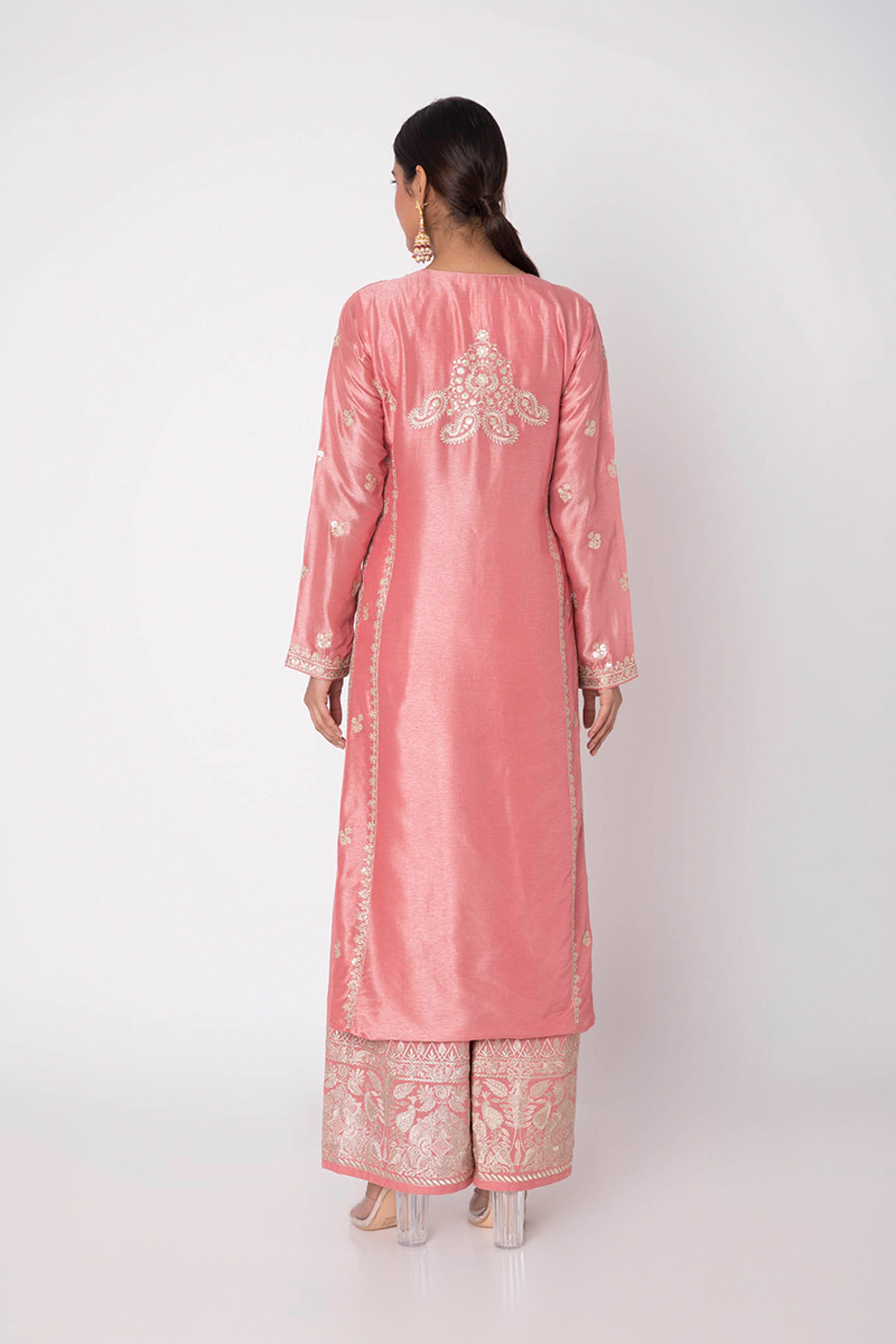 GOPI VAID PLAZO KURTA DUPATTA BLUSH PINK