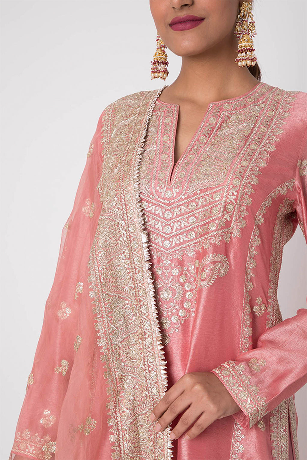 GOPI VAID PLAZO KURTA DUPATTA BLUSH PINK