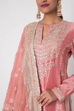 GOPI VAID PLAZO KURTA DUPATTA BLUSH PINK