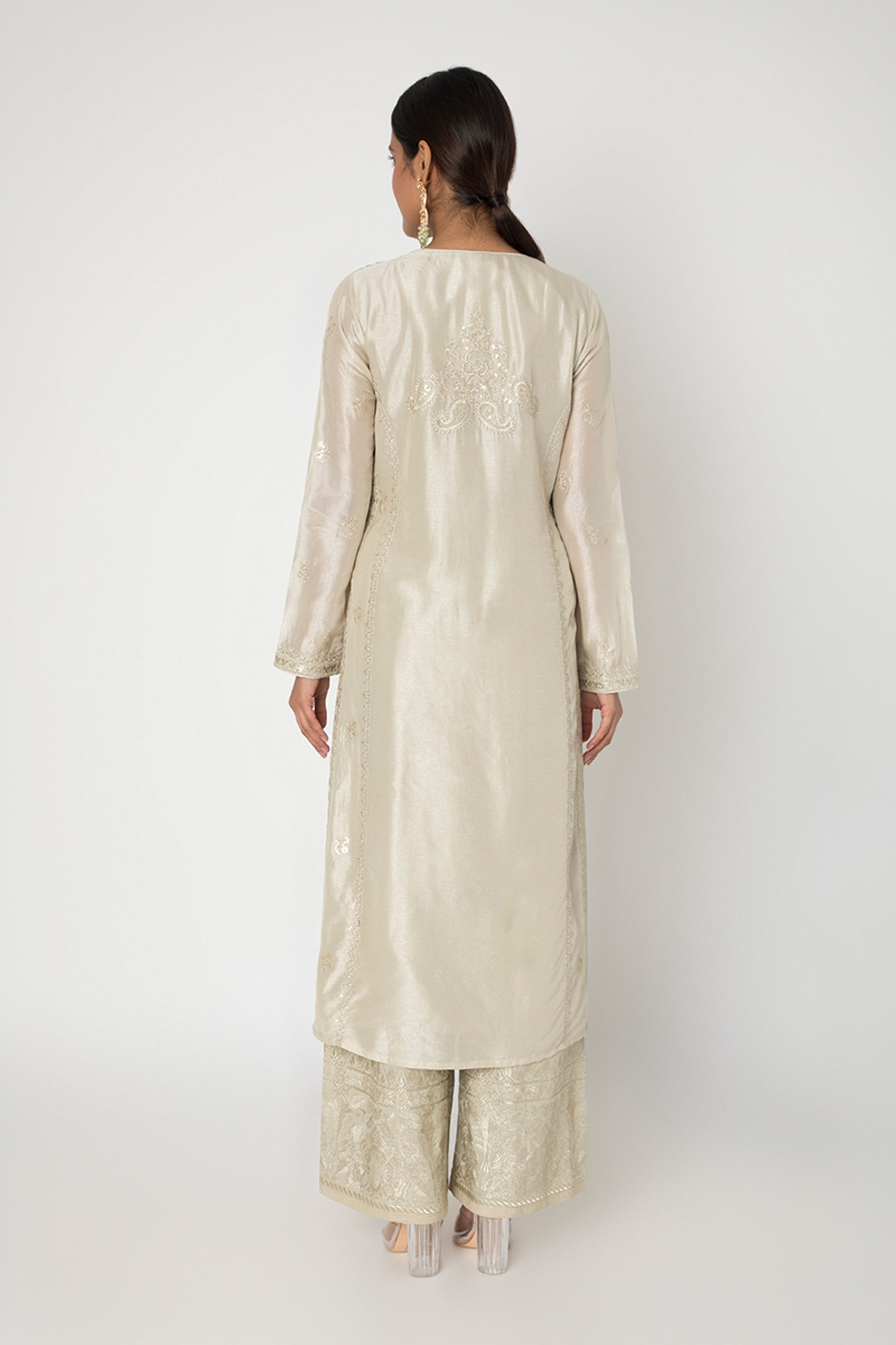 GOPI VAID PLAZO KURTA DUPATTA IVORY