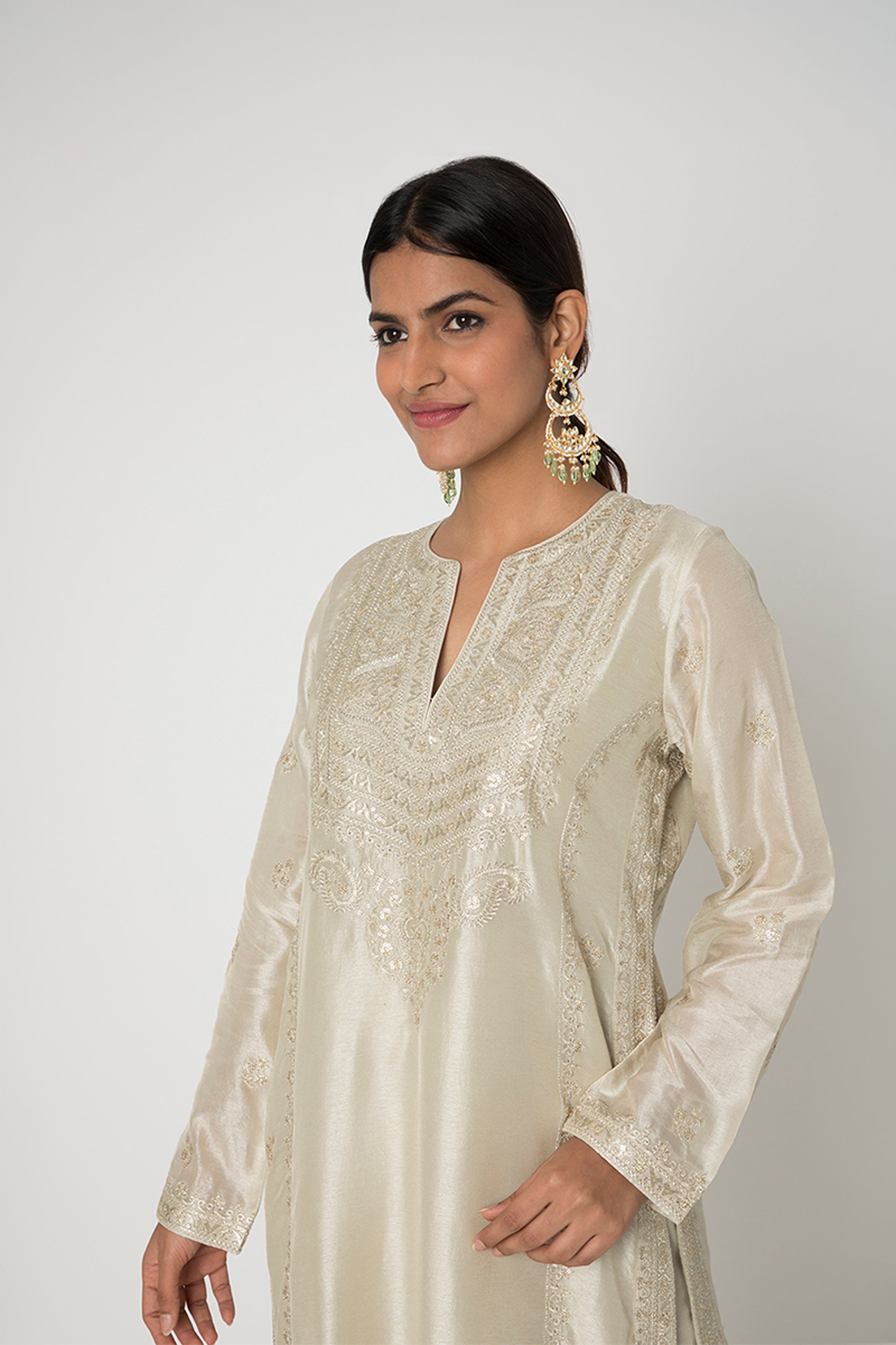 GOPI VAID PLAZO KURTA DUPATTA IVORY