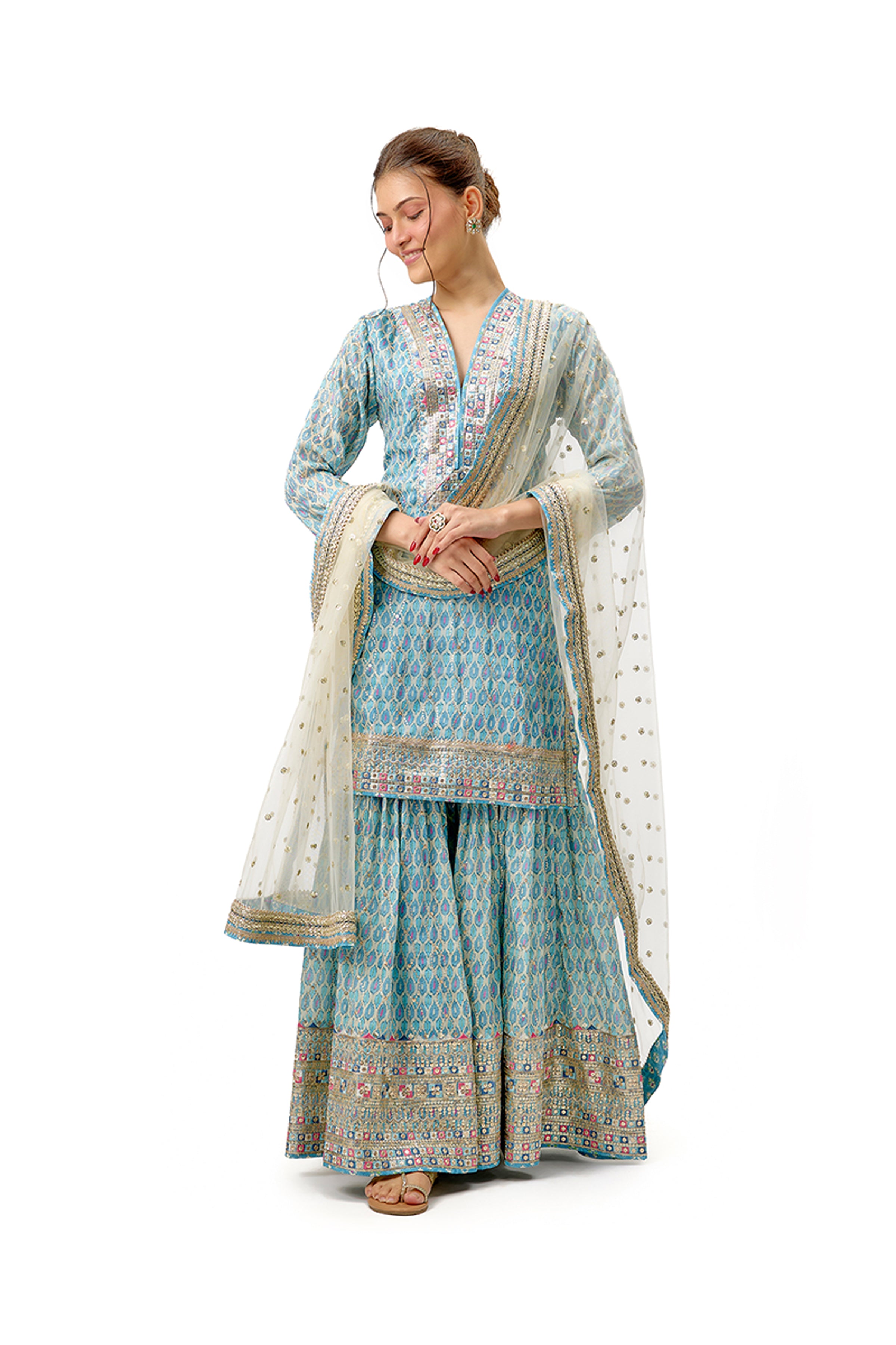 GOPI VAID SHARARA KURTI DUPATTA BLUE
