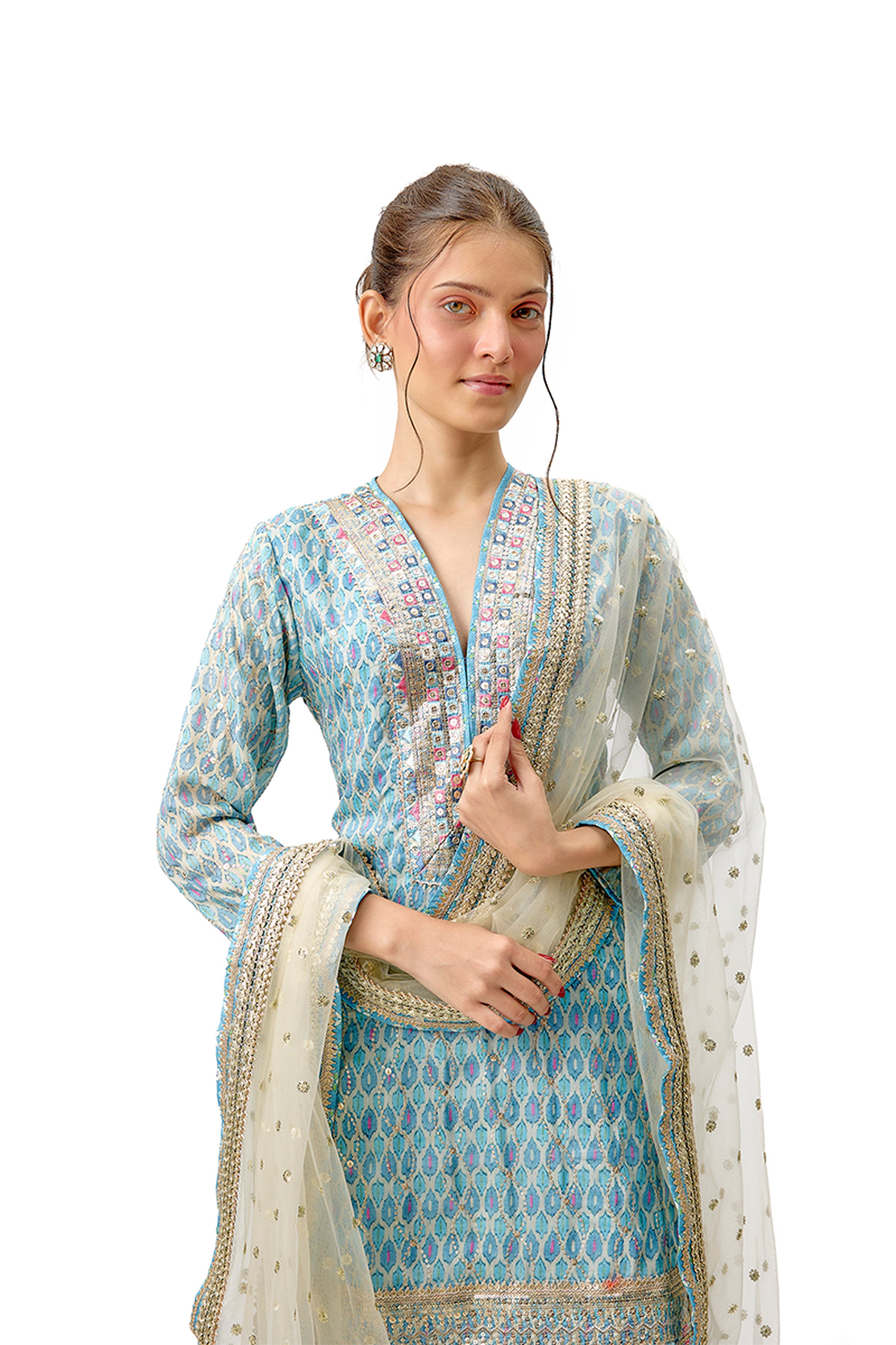 GOPI VAID SHARARA KURTI DUPATTA BLUE