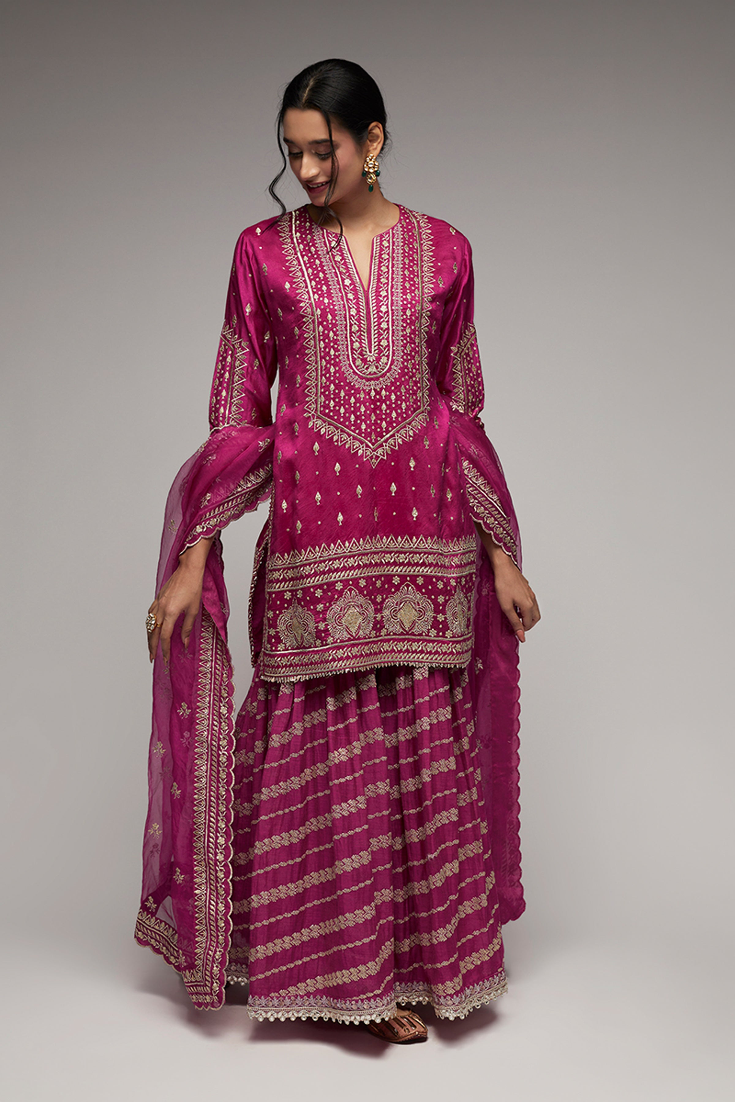 GOPI VAID KURTI SHARARA DUPATTA RANI PINK
